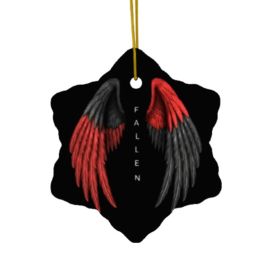 Red and Black Angel Wings Illustration Ceramic Ornaments