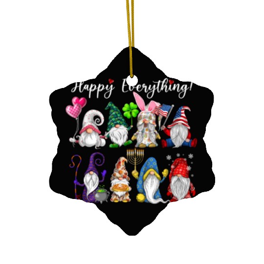 Happy Everything Gnomes Every Seasons All Year Ceramic Ornaments