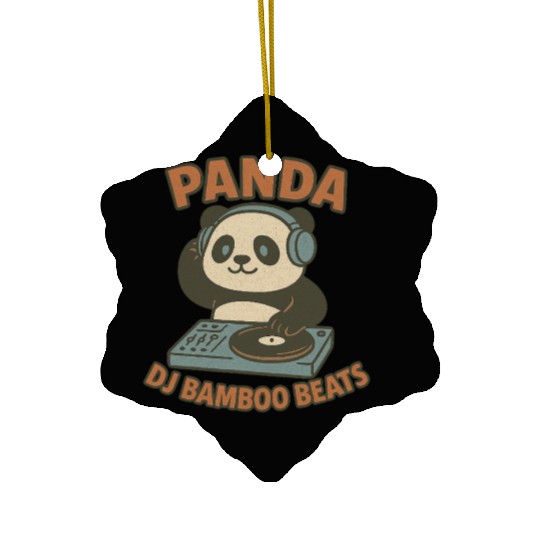 Panda DJ Bamboo Beats Illustration Ceramic Ornaments