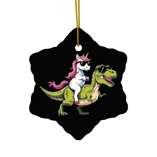 Cool Unicorn Riding T-Rex Dinosaur Ceramic Ornaments