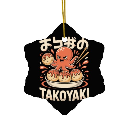 Octopus Serving Takoyaki Illustration Ceramic Ornaments