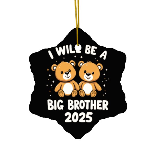 Teddy Bear Big Bro 2025 Ceramic Ornaments | Pregnancy Announceme