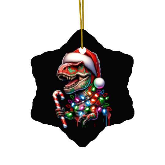 Festive Dinosaur Christmas Trolls Ceramic Ornaments