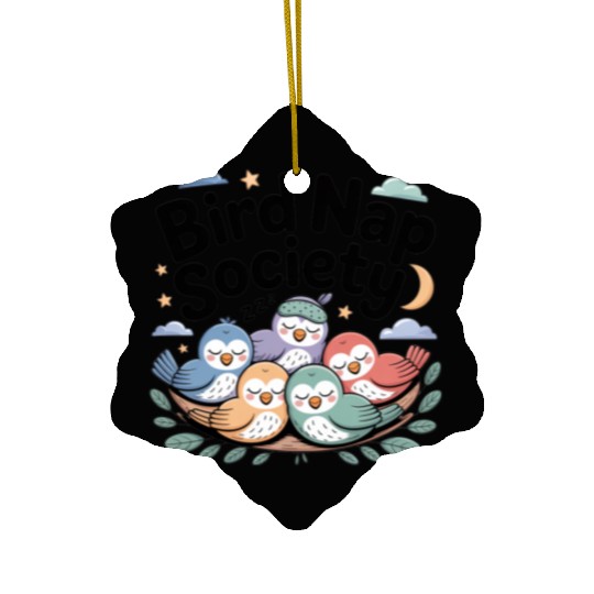 Bird Nap Society | Cute Lazy Sleeping Birds Ceramic Ornaments