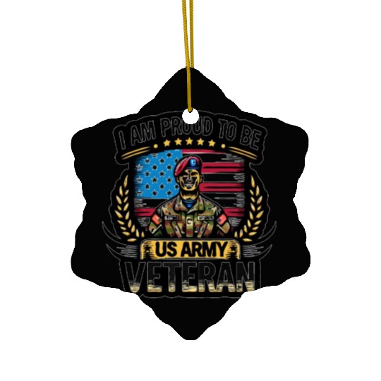 Proud US Army Vet Emblem Ceramic Ornaments