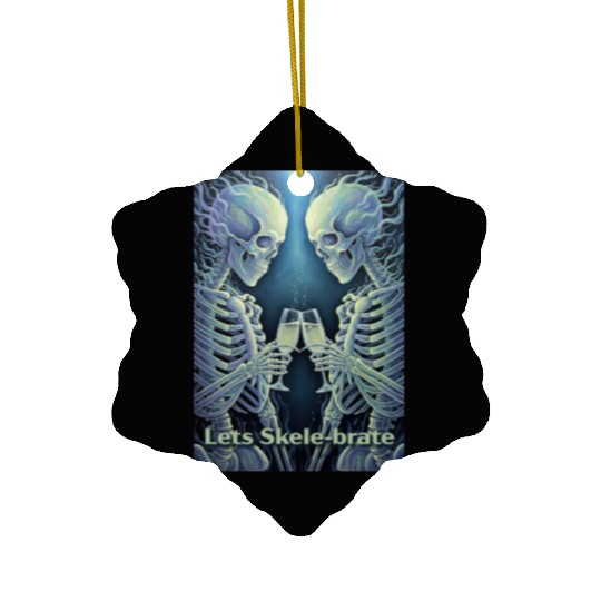 Celestial Skeleton Toasting Champagne Ceramic Ornaments