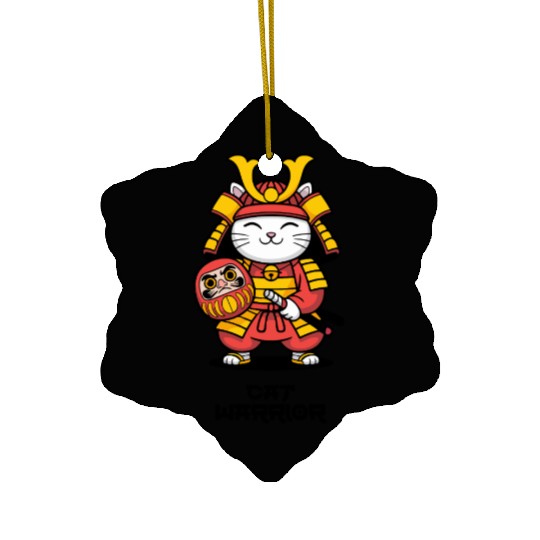 Kawaii Samurai Cat with Daruma Doll – Japanese  Ceramic Ornaments