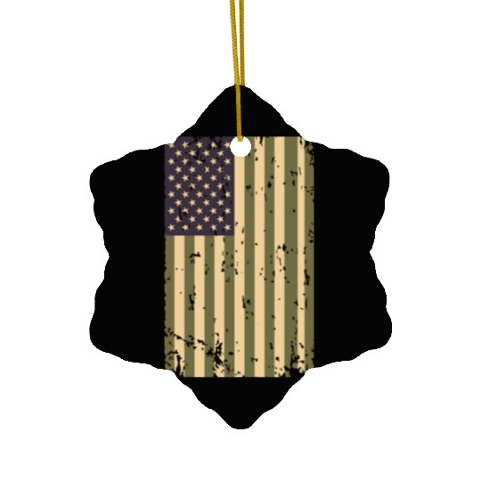 Camouflage US Flag Ceramic Ornaments