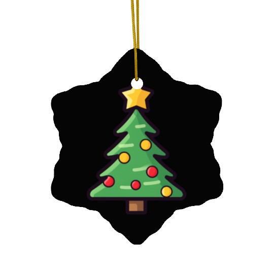 Festive Christmas Tree with Colorful Ornaments Ceramic Ornaments