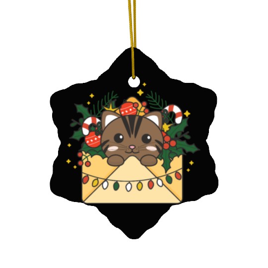 Cat Christmas Letter Winter Animals Cats Ceramic Ornaments