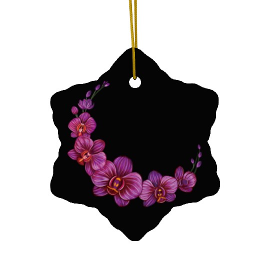 Violet Moon Orchid Flower branch illustration Ceramic Ornaments