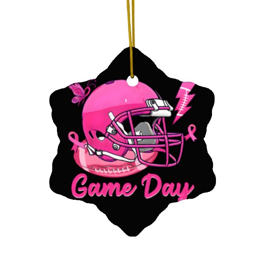 Game Day Pink American Football Tackle Breast Ceramic Ornaments