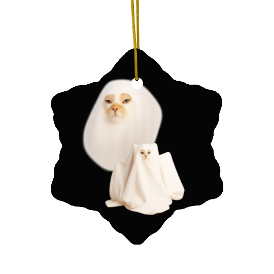 ghost cat meme funny halloween Ceramic Ornaments