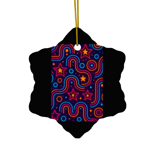 Neon Starburst Cosmic Pattern Ceramic Ornaments