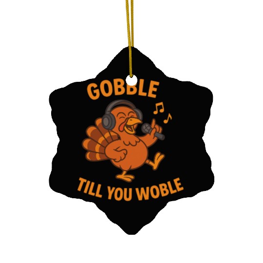 Music-loving Thanksgiving Turkey Design Ceramic Ornaments