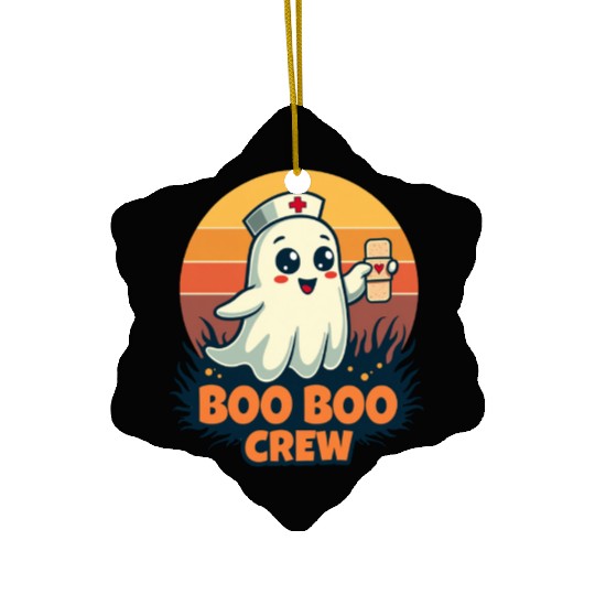 Halloween Boo Boo Crew Cute Ghost Nurse Doctor Ceramic Ornaments