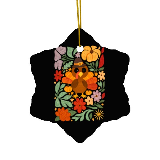 Festive Harvest Thanksgiving Turkey Ceramic Ornaments