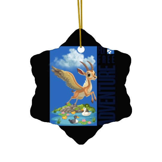 Flying Mythical Waterfowl with Adventure Theme Ceramic Ornaments
