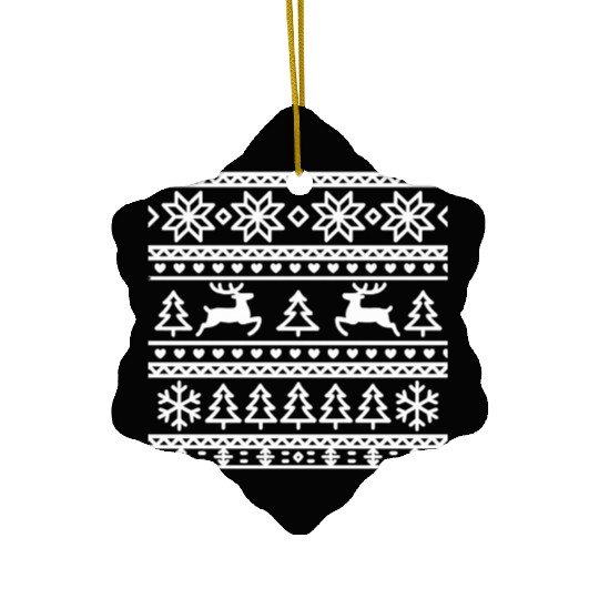 Festive Winter Wonderland Pattern Ceramic Ornaments