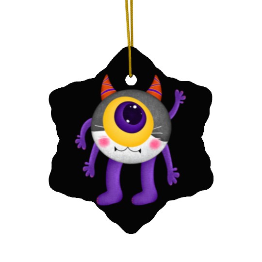 Cute Monster with Single Eye and Horns Ceramic Ornaments