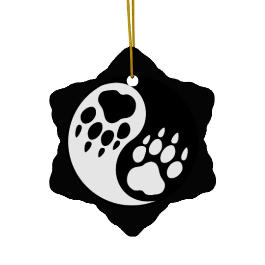 wolf paw ying yang Ceramic Ornaments