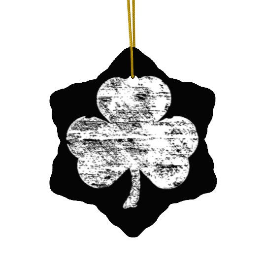 Distressed White Shamrock Ceramic Ornaments