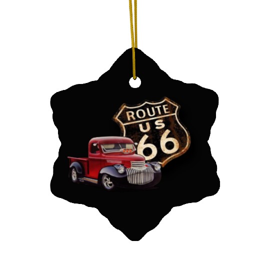 Route 66 Street Rod Ceramic Ornaments