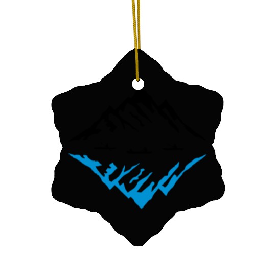 Canoe & Mountains, Reflection Ceramic Ornaments