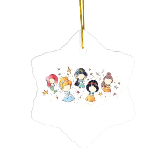 Disney Princess Ceramic Ornaments, Disney Watercolor Ceramic Ornaments, Disney