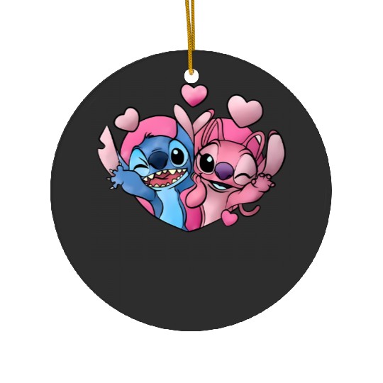 Disney Stitch and Angel Valentine Ceramic Ornaments, Angel Valentine Ceramic Ornaments