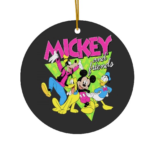 Retro Mickey and Friends Ceramic Ornaments, Vintage Disney Neon Ceramic Ornaments, Disney 90s Ceramic Ornaments