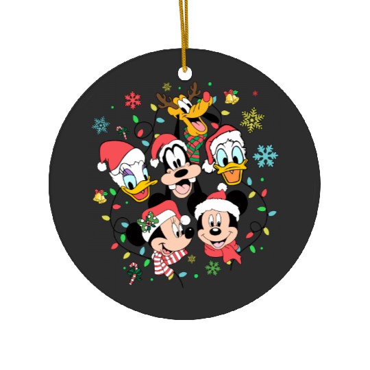 Vintage Mickey and Friends Christmas Ceramic Ornaments, Disney Christmas Lights Ceramic Ornaments