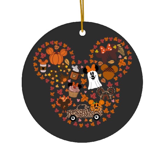 Disney Mickey Fall Vibes Ceramic Ornaments, Disney Fall Ceramic Ornaments