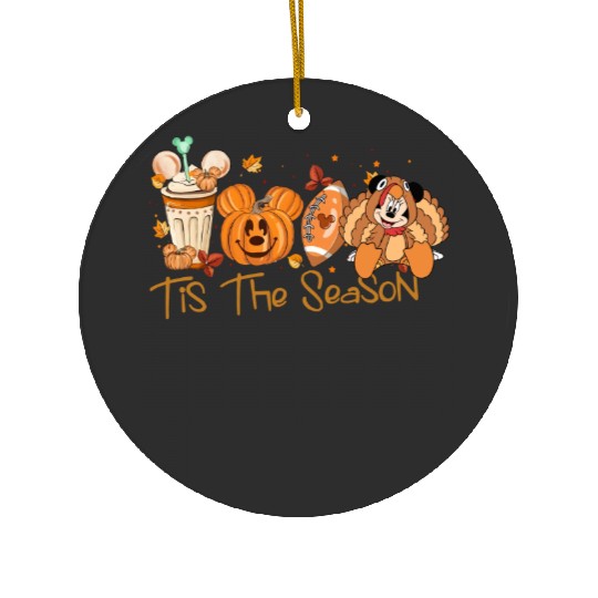 Disney Fall Season Ceramic Ornaments, Mickey Tis The Season Ceramic Ornaments, Thanksgiving Pumpkin Ceramic Ornaments