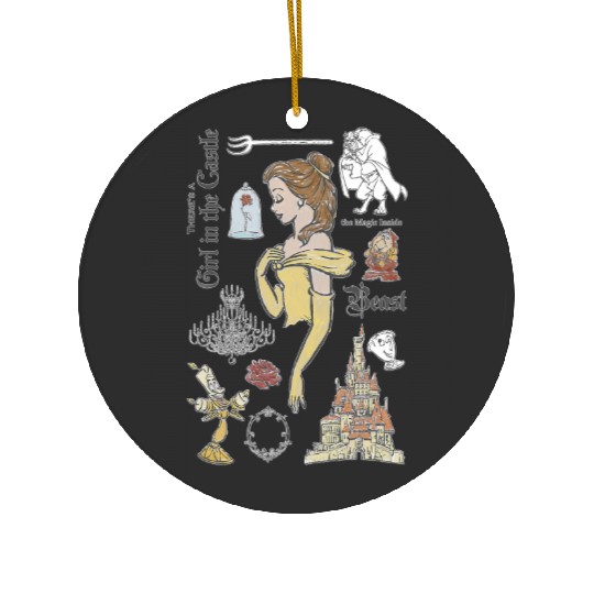 Disney Beauty And The Beast Characters Sketched Ceramic Ornaments, Magic Kingdom Ceramic Ornaments