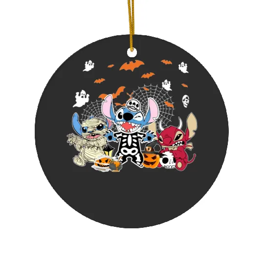 Stitch Scream Holding Balloons Color Ceramic Ornaments, Disney's Lilo And Stitch Halloween Ceramic Ornaments