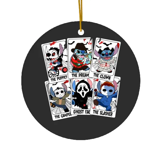 Stitch Tarot Card Halloween Ceramic Ornaments, Disney Lilo & Stitch Halloween Ceramic Ornaments
