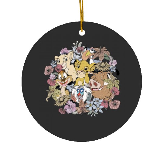 Vintage Floral Lion King, Timon and Pumbaa Ceramic Ornaments, Floral Disney Ceramic Ornaments