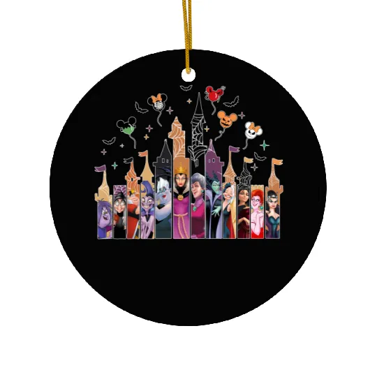 Disney Castle Villains Ceramic Ornaments, Retro Disney Villains Ceramic Ornaments