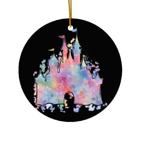 Watercolor Castle Ceramic Ornaments, Disney Magic Kingdom Ceramic Ornaments
