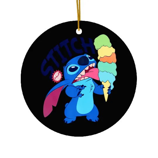 Disney Stitch Eat Ice Cream Ceramic Ornaments, Stitch Ceramic Ornaments, Disney Ceramic Ornaments, Disneyland Ceramic Ornaments