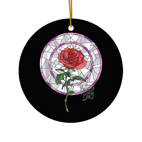 Disneyss Beauty And The Beast Stained Glass Rose Ceramic Ornaments