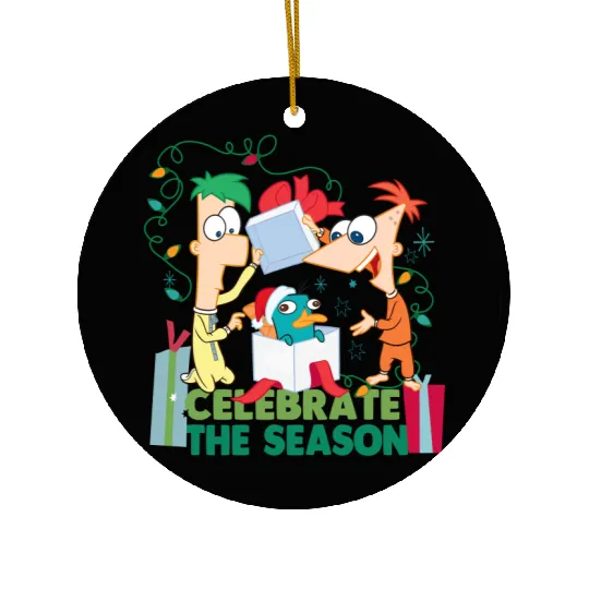 Disney Santa Phineas and Ferb Perry the Platypus Celebrate the Season Christmas Lights Ceramic Ornaments