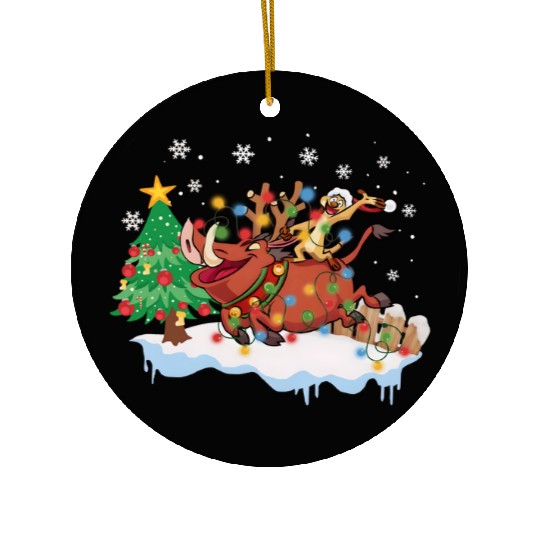 Disney Lion King Timon and Pumbaa Hakuna Matata Christmas Light Ceramic Ornaments