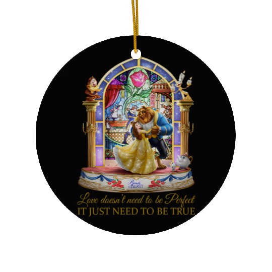 Disney Beauty and The Beast Stained Glass Rose Ceramic Ornaments, Disney Belle and The Beast Ceramic Ornaments