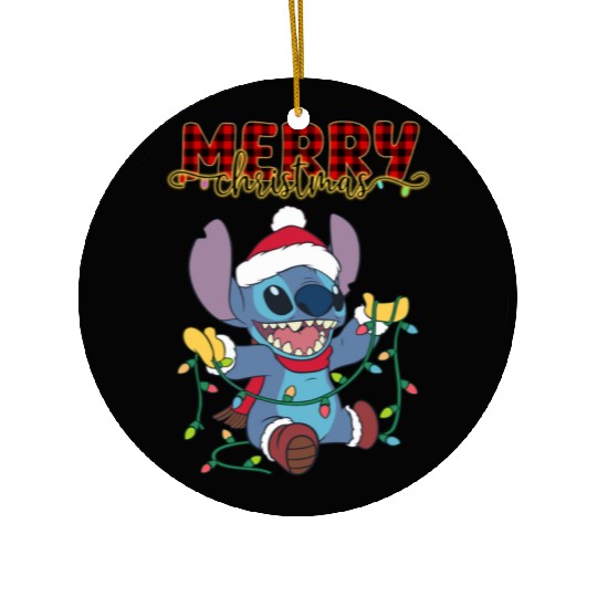 Stitch Christmas Santa Stitch Disney Ceramic Ornaments, Disney Ceramic Ornaments