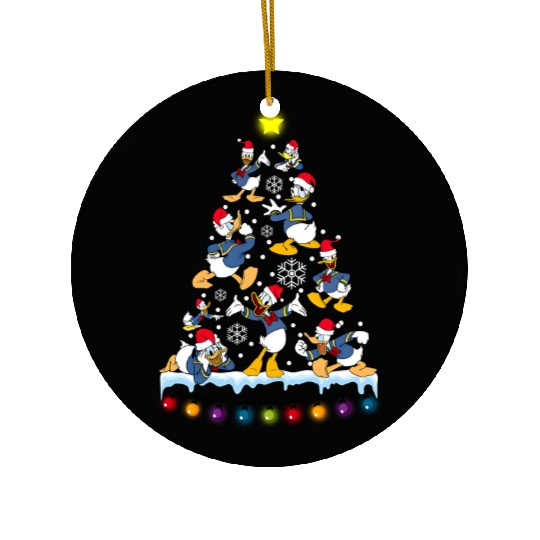 Disney Donald Duck Christmas Tree Xmas Ceramic Ornaments, Santa Hat Donbald Outfits Ceramic Ornaments