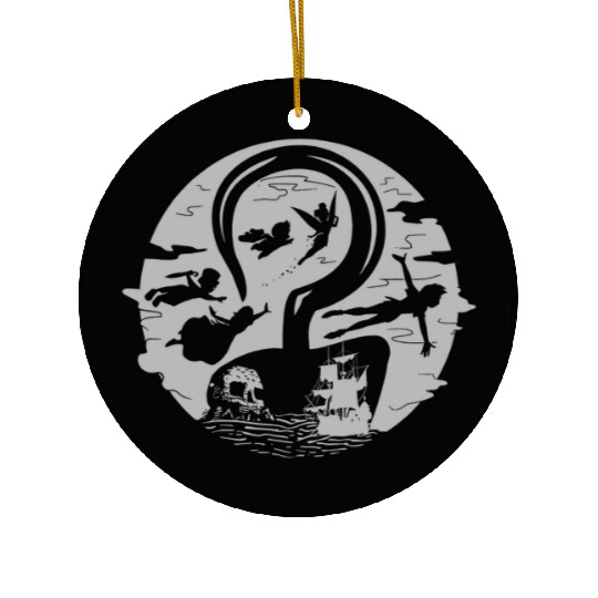 Disney Peter Pan Tink Wendy Kids Flying Silhouettes Ceramic Ornaments, Peter Pan Ceramic Ornaments