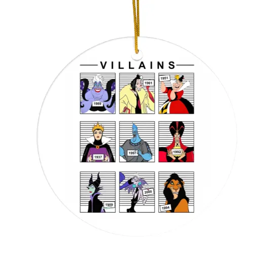 Retro Vintage 90s Disney Villains Ceramic Ornaments, Disney Halloween Ceramic Ornaments, Halloween Party Ceramic Ornaments
