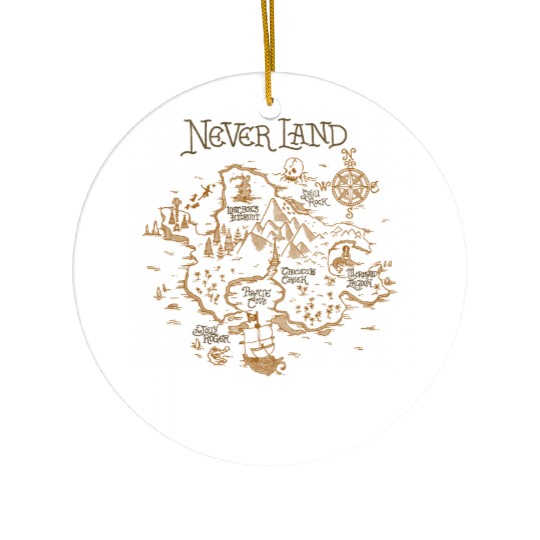Disney Peter Pan Neverland Map Ceramic Ornaments, Peter Pan Characters Ceramic Ornaments